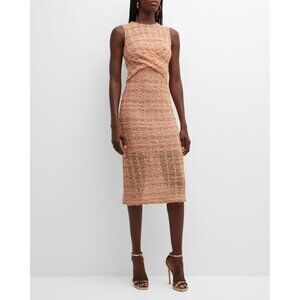 St. John Gossamer Draped Plaid Midi-Dress size 10